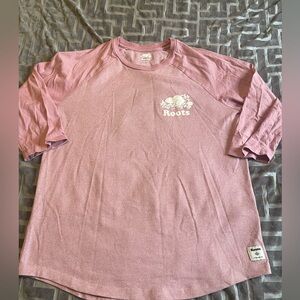 Roots Dusty Pink Tee baseball shirt with Logo